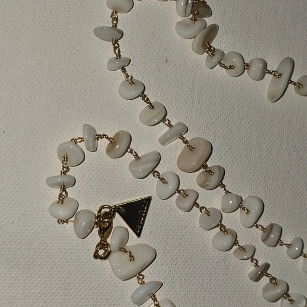 Serafina X Anthropologie Elegant Cream‎ Beaded Long Necklace